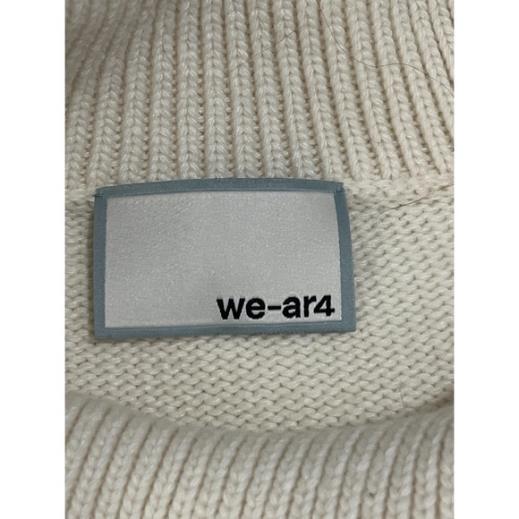 WE-AR4 The Asymmetrical Turtleneck Women’s Medium Beige Wool Sweater - Picture 15 of 17